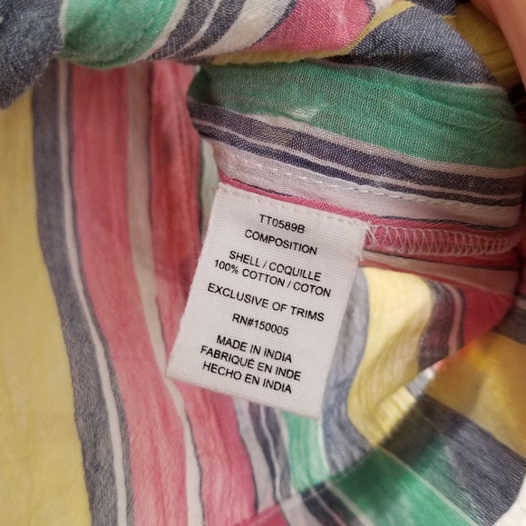 DRA Los Angels Marie Crochet Ruffled Striped Top Pink Gray Size S Small - Picture 4 of 4